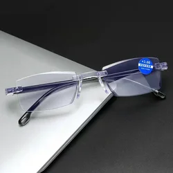 Luxury Blue Light Blocking Reading Glasses Women Men Cutting Frame Presbyopia Eyeglasses HD Lens Farsighted Prescription Eyewear