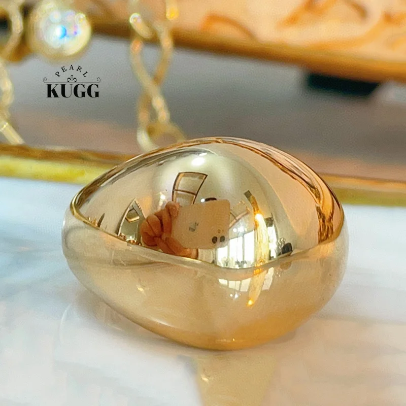 

KUGG 100% кольца из желтого золота 18 карат, модное изысканное коктейльное кольцо в стиле INS для женщин, свадебные украшения для высокой вечеринки