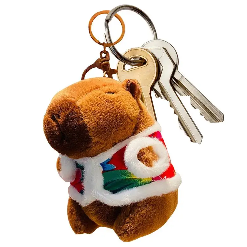 Plush Capybara Keychain Cute Capybara Plush Animal Key Chain Animal Lovers Novelty Keyring Charm Adorable Animal Keychain