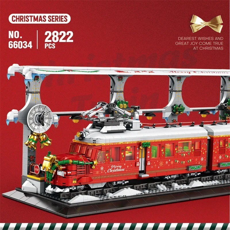 Christmas Town Express Train Building Blocks - Festive Holiday Scene, Cross-Border Christmas Puzzle for Kids and Collectors