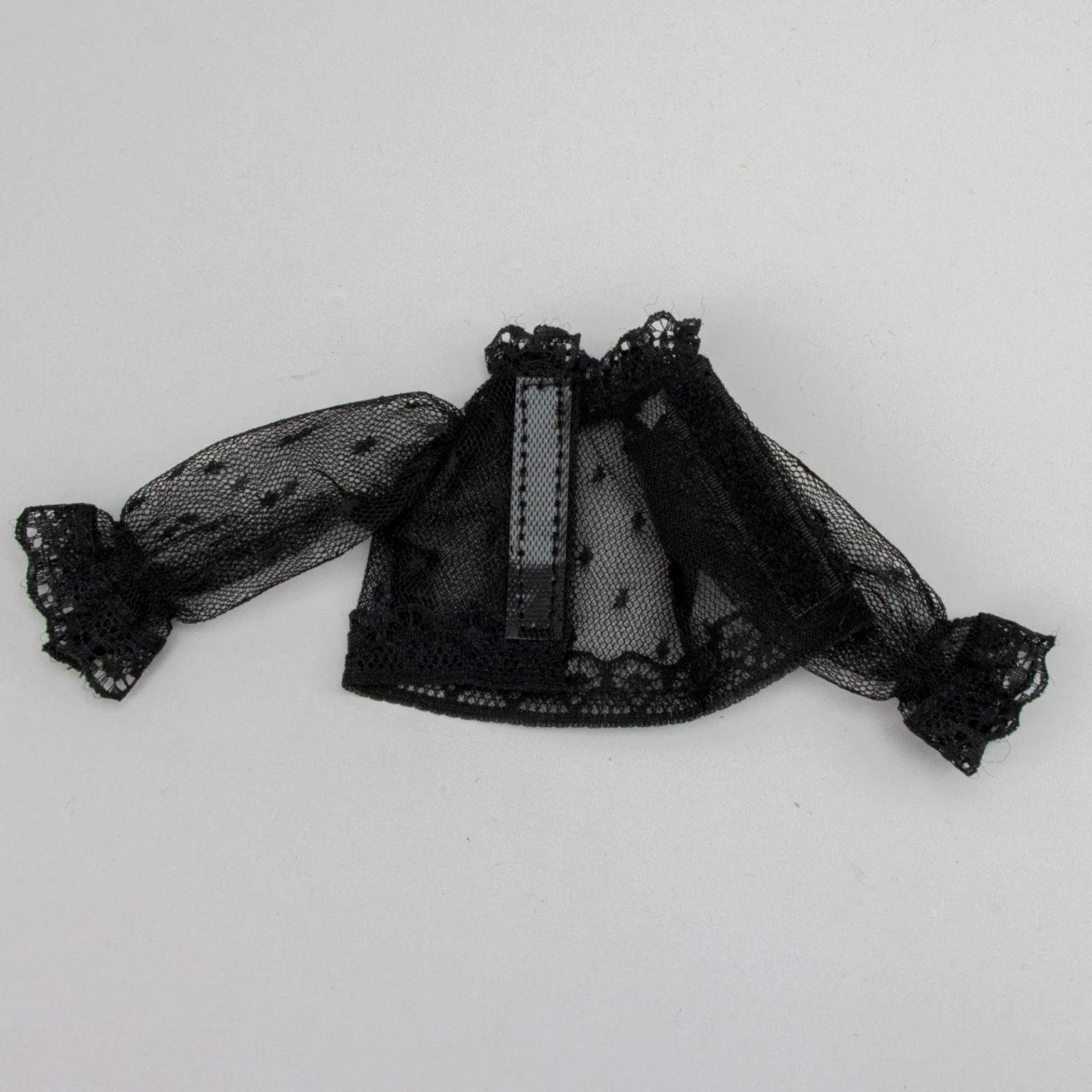 Dotted Mesh Doll Blouse Ruffled Lace-Trimmed Doll Blouse Translucent Lightweight for Outfit Coordination, Display Styling