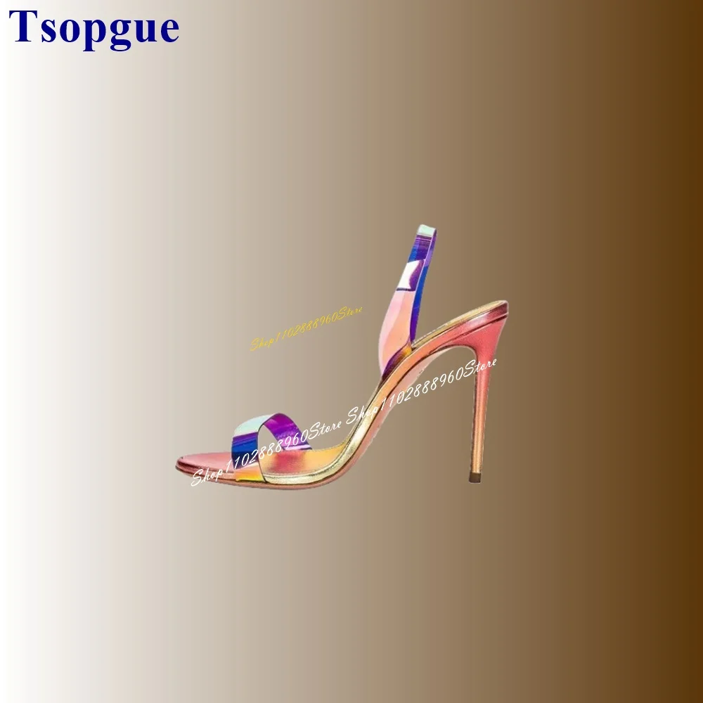 

Slingback Colorful Stylish Sandals Cut Heel Thin High Heel Women Shoes Back Strap Open Toe 2024 Fashionable Zapatos Para Mujere