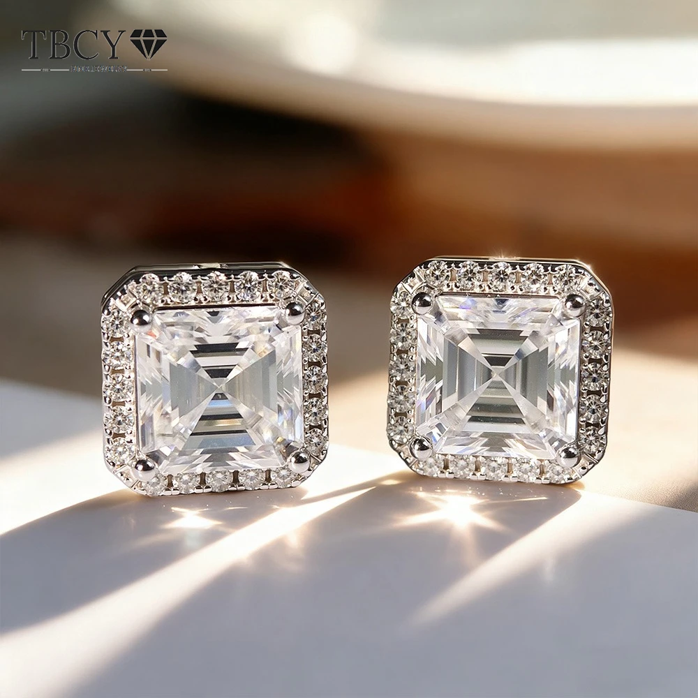 

TBCYD 2CT Asscher Cut Moissanite Earrings D Color VVS1 Moissanite Earrings For Women S925 Silver GRA Fashion Fine Jewelry Gifts