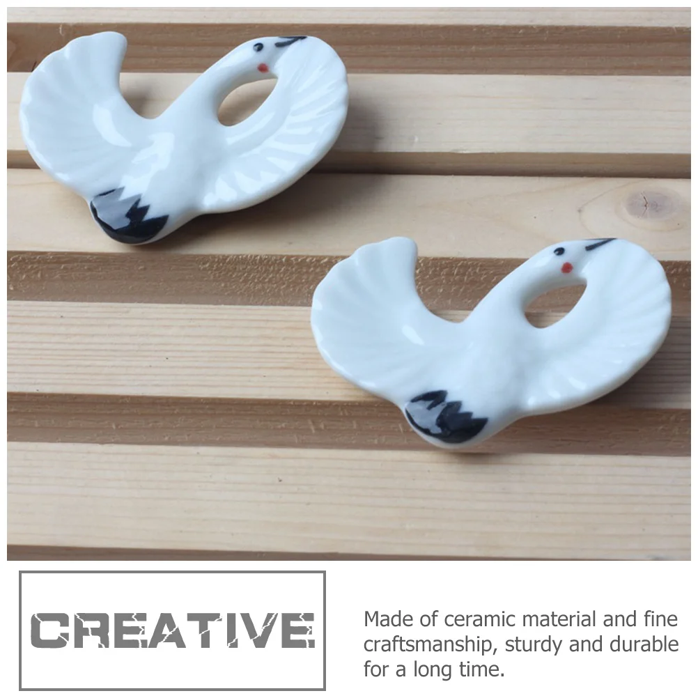 

1Pair Ceramic Red-Crowned Crane Chopstick Rests Creative Chopstick Holder Spoon Stand Cutlery Organizer Tableware