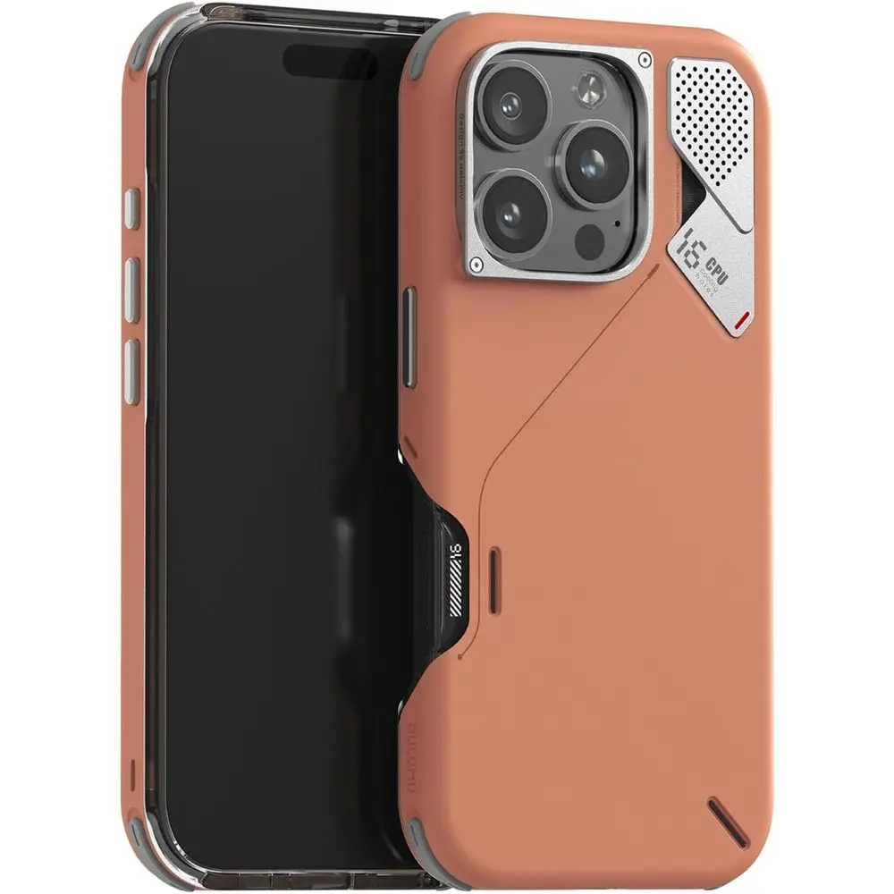 

Aluminum-Framed iPhone 16 Pro Shockproof Case with Multi-Layer Protection and Real Cooling - Yellow-Brown