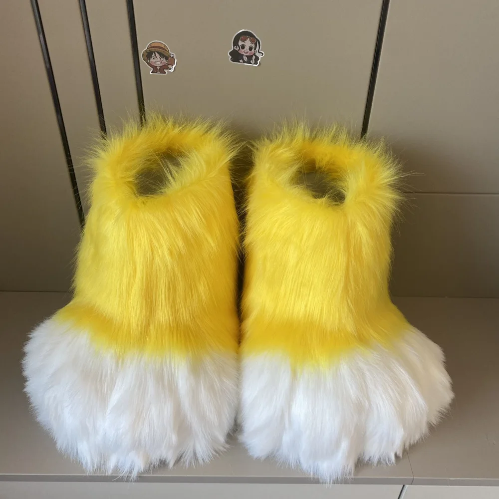 New Kig Fursuit Cosplay Paw Shoes Furry Fursuit Cosplay Rubbit Cat Boots Cute Fluffy Animal Manga Party Cos Wearable Costume