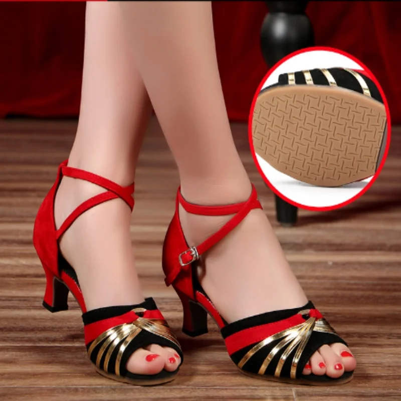 Women Latin Dance Shoes Modern Ballroom Salsa Practice Shoes Sandals Children/Kids/Girls Ladies Tango Dance Shoes High Quality