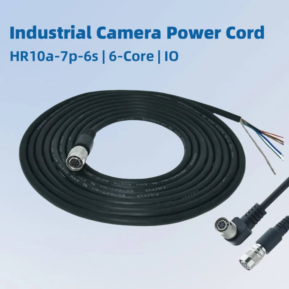 Industrial Camera 6 - Core Power Cable HR10A-7P-6S IO Drag Chain Trigger Cable for Basler Hikvision Sony AVT G