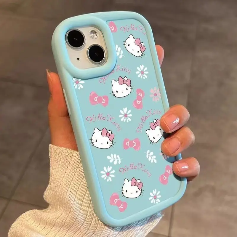 Sanrio Hello Kitty Pink Cute Phone Case For iPhone 15 14 13 12 11 Pro Max 7 8 Plus SE X XS MAX Y2K Anti Fall Silicone Back Cover