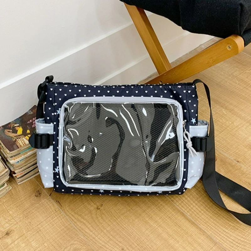 

Japanese Polka Dot Crossbody Bag Women Commuting Shoulder Bag Large Capacity Transparent Simple and Versatile Ita Bag for Daily