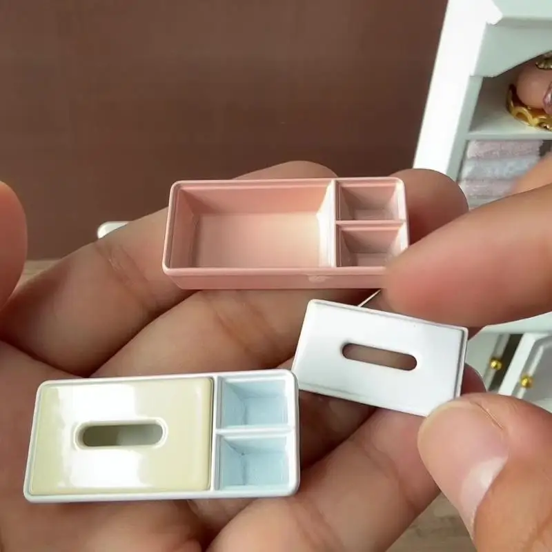 1/12 miniatuur weefselcontainer realistische miniatuur weefseldooshouder model speelgoed