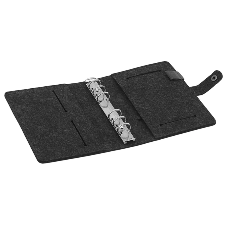  Felt Cloth 4 Rings Binder Refillable Notebook Binder Covers with Card Pocket