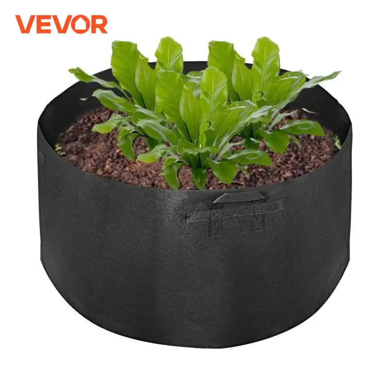 VEVOR 100/200/400 Gallon Plant Grow Bag Aeration Fabric Pots with Handles Black Grow Bag Seedling Growing for Garden Planting