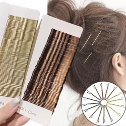 Pinzas para el pelo en forma de U para mujer, horquillas onduladas y rizadas, moño de estilo Simple, horquillas doradas y negras, accesorios para el cabello, 50 unids/set
