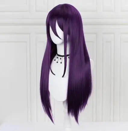 Anime Game Doki Doki Literature Club Yuri Monika Natsuki Sayori DDLC Long Straight Wig Party Synthetic Cosplay Wigs for Women