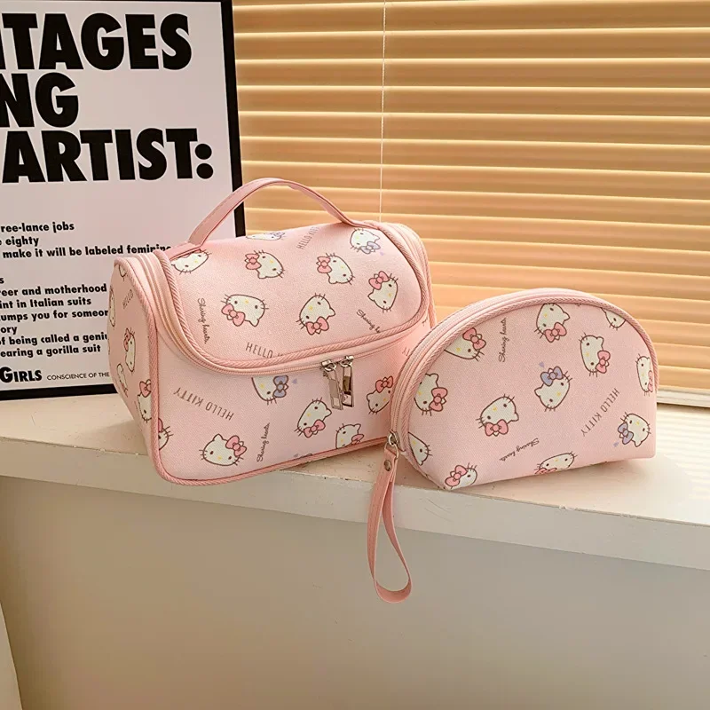 Borsa portaoggetti da viaggio per studenti Sanrio, borsa per cosmetici per trucco Hello Kitty, borsa per il lavaggio dei cartoni animati