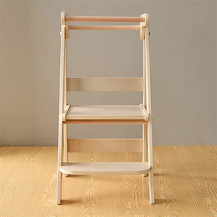 Folding Learning Wooden Tower Montessori Chair Ladder Children Climbing Kitchen Helper Stool