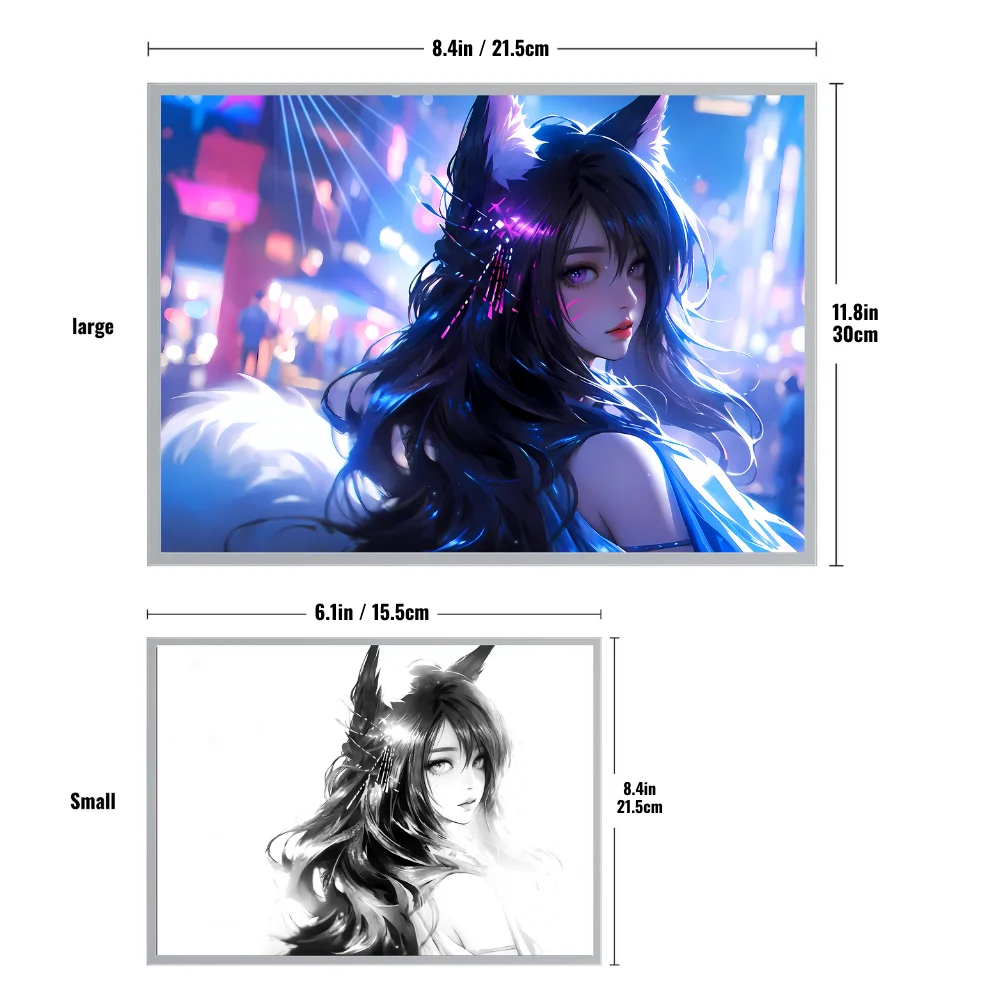 Led Anime Game Personage Fox Girl Ahri Light Painting Hd Cool Usb Dimming Sfeerlicht Gaming Room Desktop Neon Decoratie Cadeau