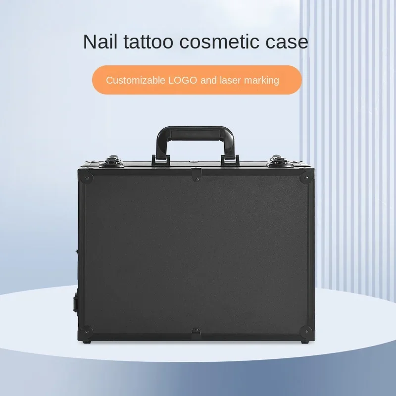 Customized Portable Cosmetic Case Led with Light Three-Color Fill Light Tattoo Embroidery Nail Storage Box with Mirror Portable