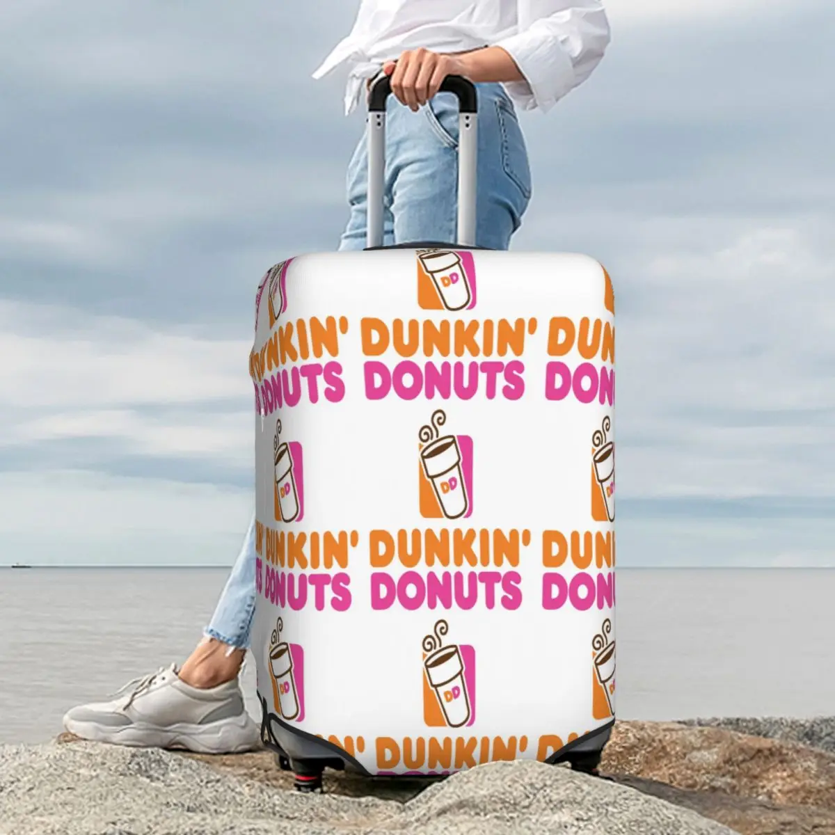 غطاء حقيبة Dunkin Donuts لحماية أمتعة السفر المرنة مقاس 18-32 بوصة