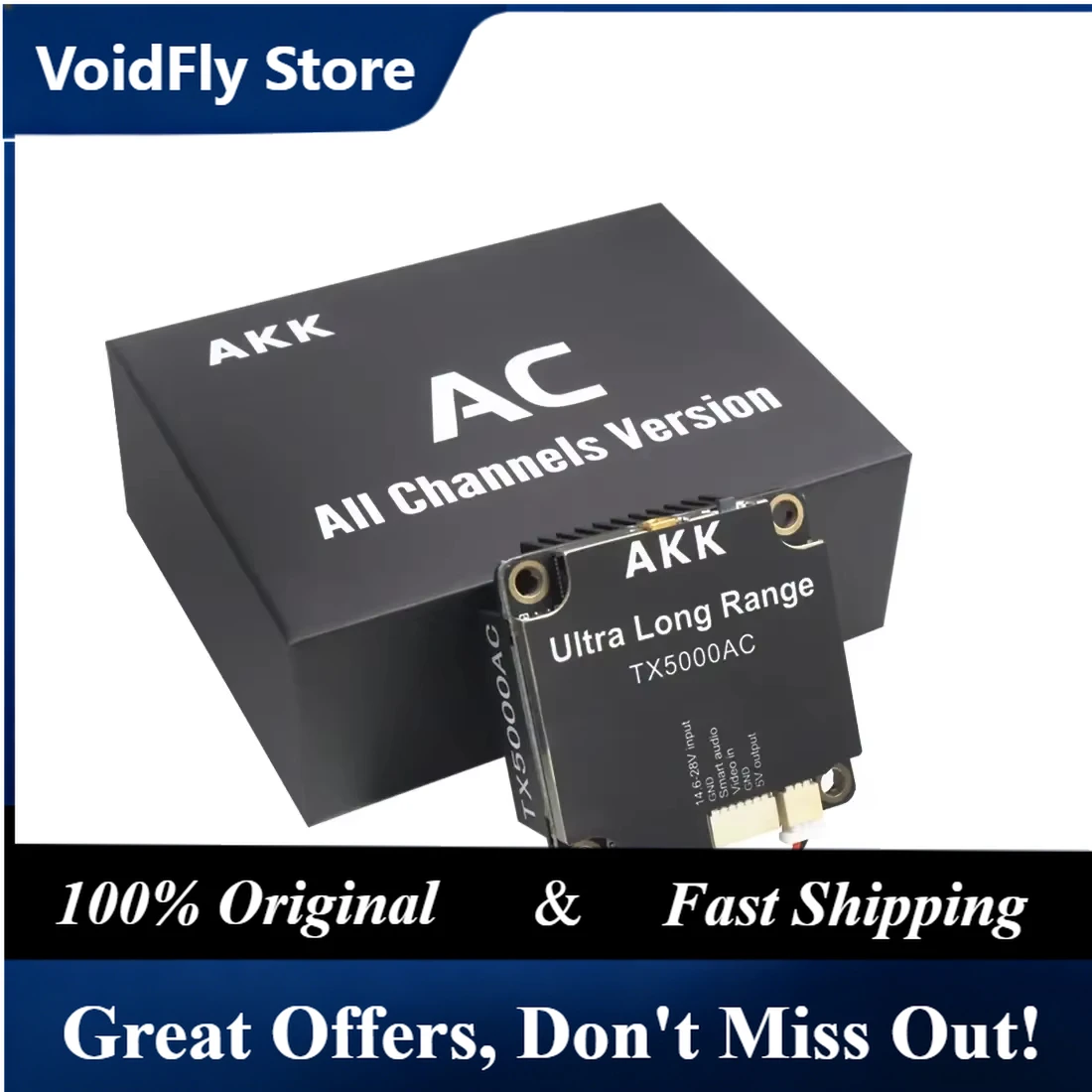 VoidFly AKK TX5000AC 5W 5.8GHz 96CH FPV Video Transmitter VTX for RC Drone Airplane Ultra Long Range Drones