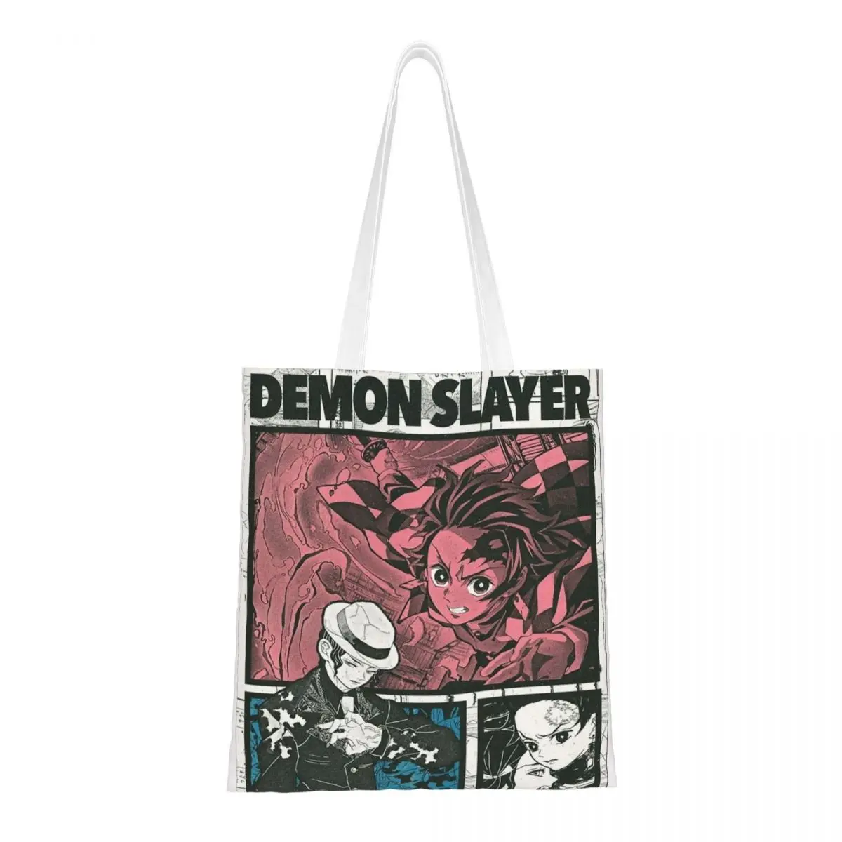 

Сумки-тоут Demon Slayer Managa, женская сумка, парусиновая сумка на плечо для колледжа, многоразовая сумка для продуктов