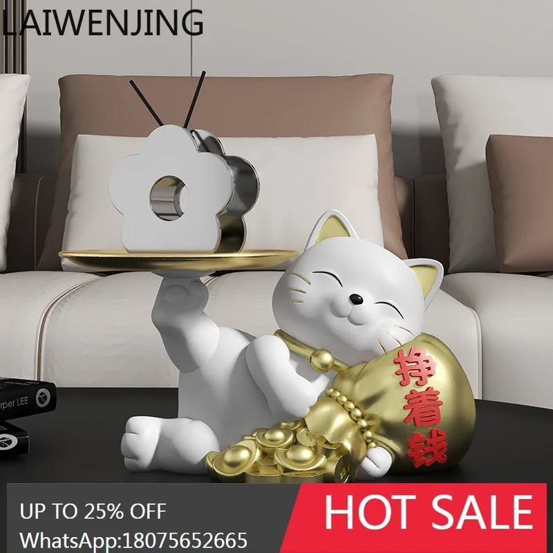 HLZ Lucky Cat Storage Ornament Home Decor Wine Cabinet Coffee Table Desktop High-End Opening Ornament
