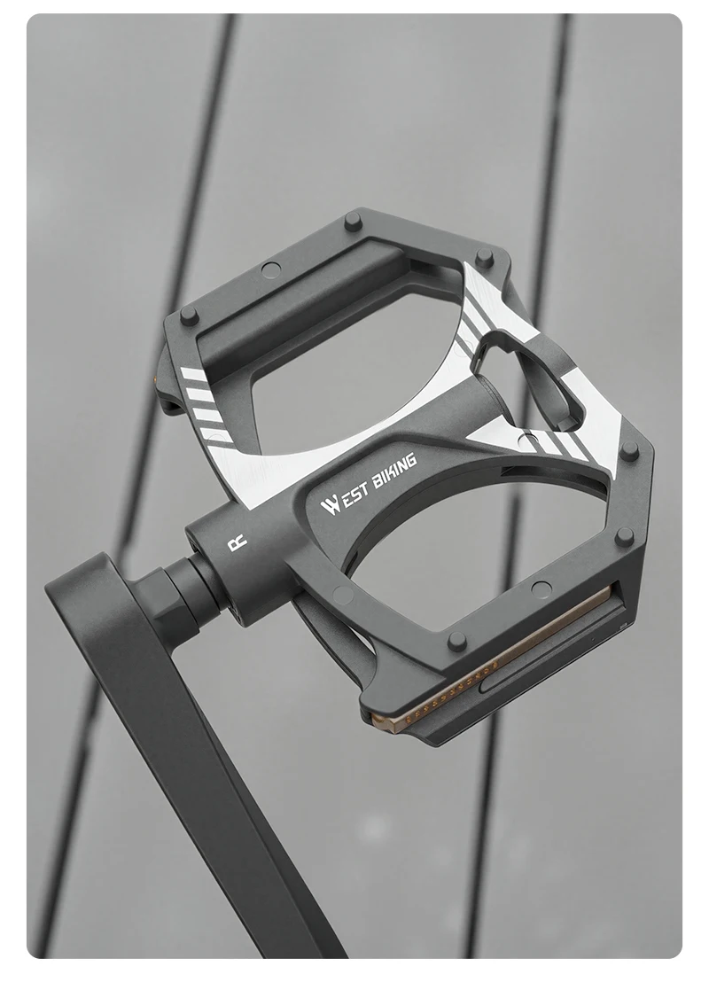WEST BIKING Flache Fahrradpedale mit doppelten DU-Dichtungslagern, Nylon, ultraleicht, rutschfest, reflektierend, für MTB und Rennräder – Detail 16