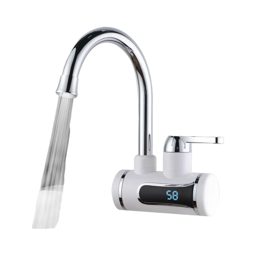 

Modern Portable Instant Smart Kitchen Electric Water Tap Single-Hole Faucet Thermostatic Single Handle Safe Protection Basin