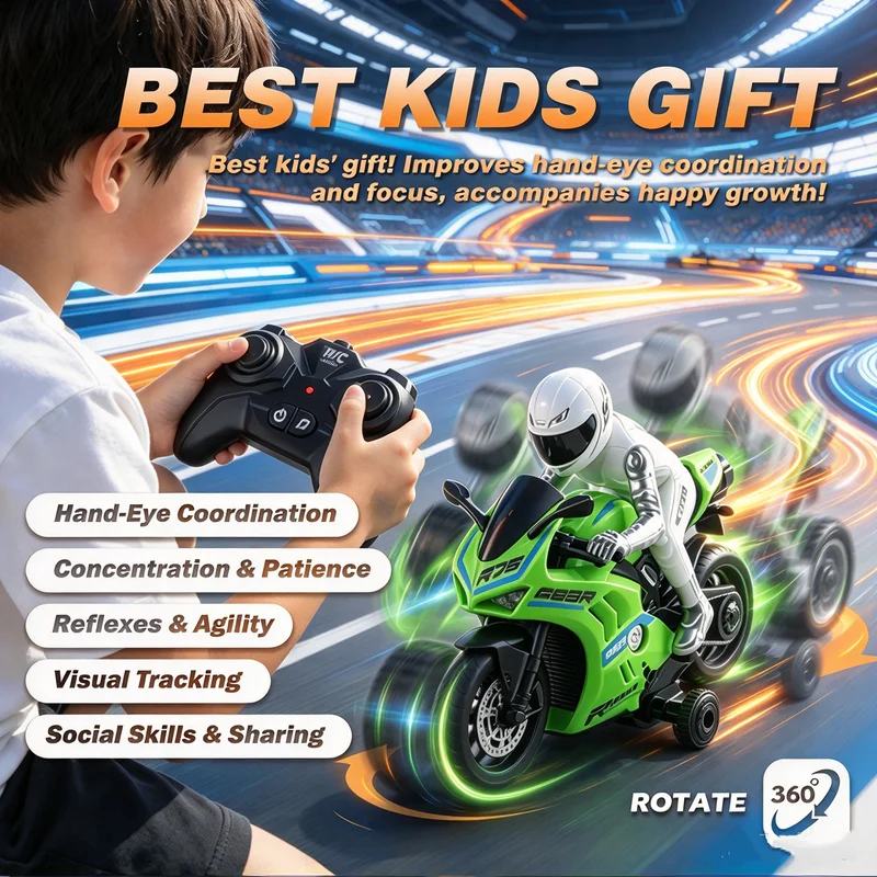 1/8 2.4G RC High Speed Motorcycle With Lights Music Remote Control Simulation Motorcycle Car Kids Toys Model Christmas Gifts
