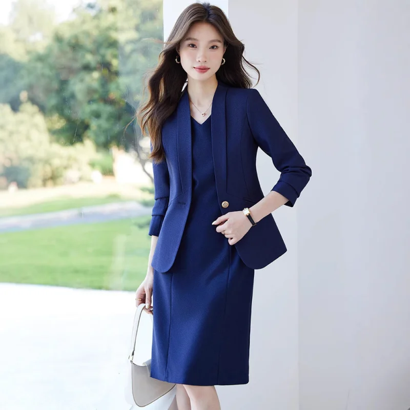 Kragenloser Damen-Blazer für Frühling und Herbst2025Neues High-End-Slim-Fit-elegantes Anzugkleid Professionelles Anzugkleid