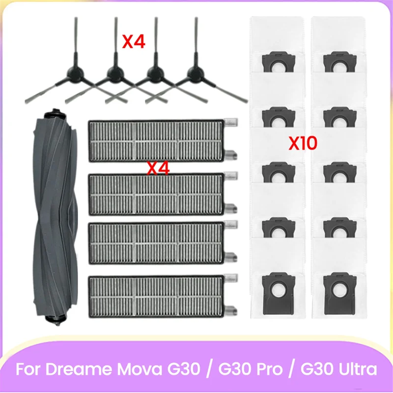 【Berserk】Эфективный набор аксессуаров для очистки Dreame Mova G30/G30 Pro/G30 Ultra с основной щеткой, боковой щеткой и фильтром HEPA