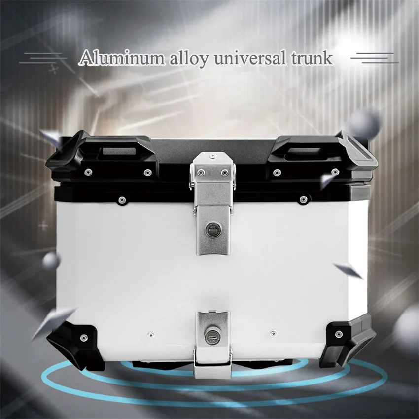 Motorcycle Top Cases 65L Reliable Aluminum Motorcycle Top Case Large Capacity Universal Motorcycle Tail Box Multifunctional