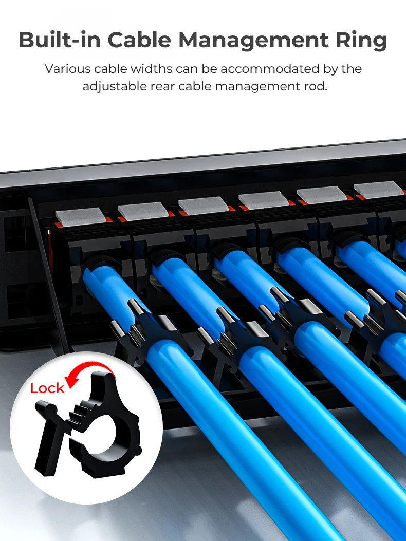 Zoerax 24 port blank patch panel utp mit verstellbarer hinterer kabel management leiste für rj45 cat5e, cat6, cat6a, usb, hdmi