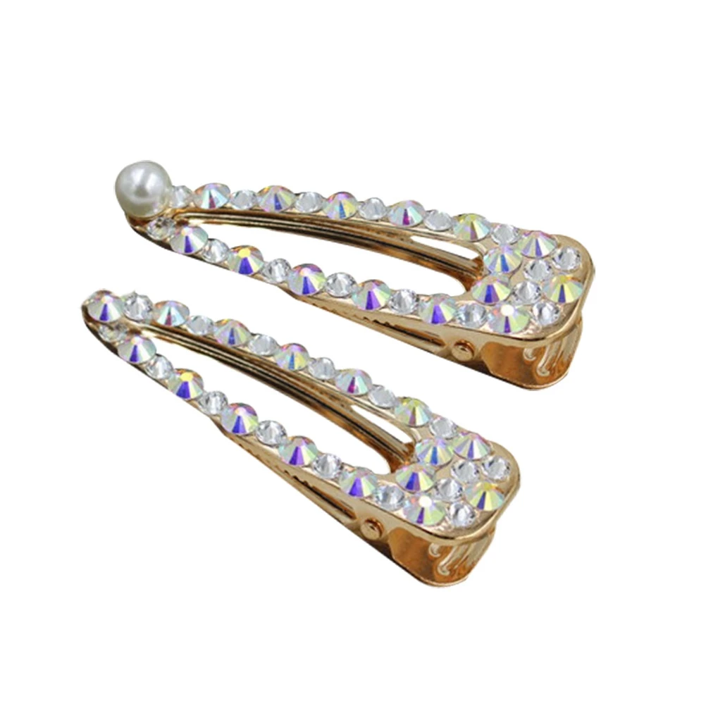 

2Pcs Elegant Crystal Pearl Hair Clips Fashion Hair Barrettes for Women Girls Stylish Accessories