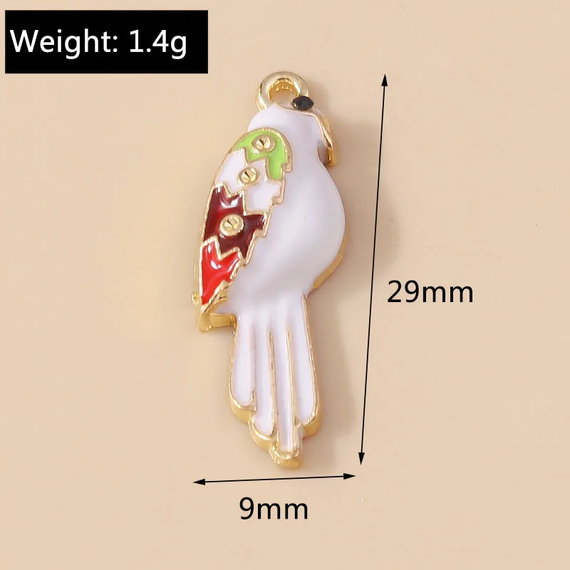 10 Stück 9*29mm süße Emaille Papagei Vogel Charms für Diy baumeln Ohrringe Armband Halskette Tier Anhänger Schmuck Zubehör – Detail 2