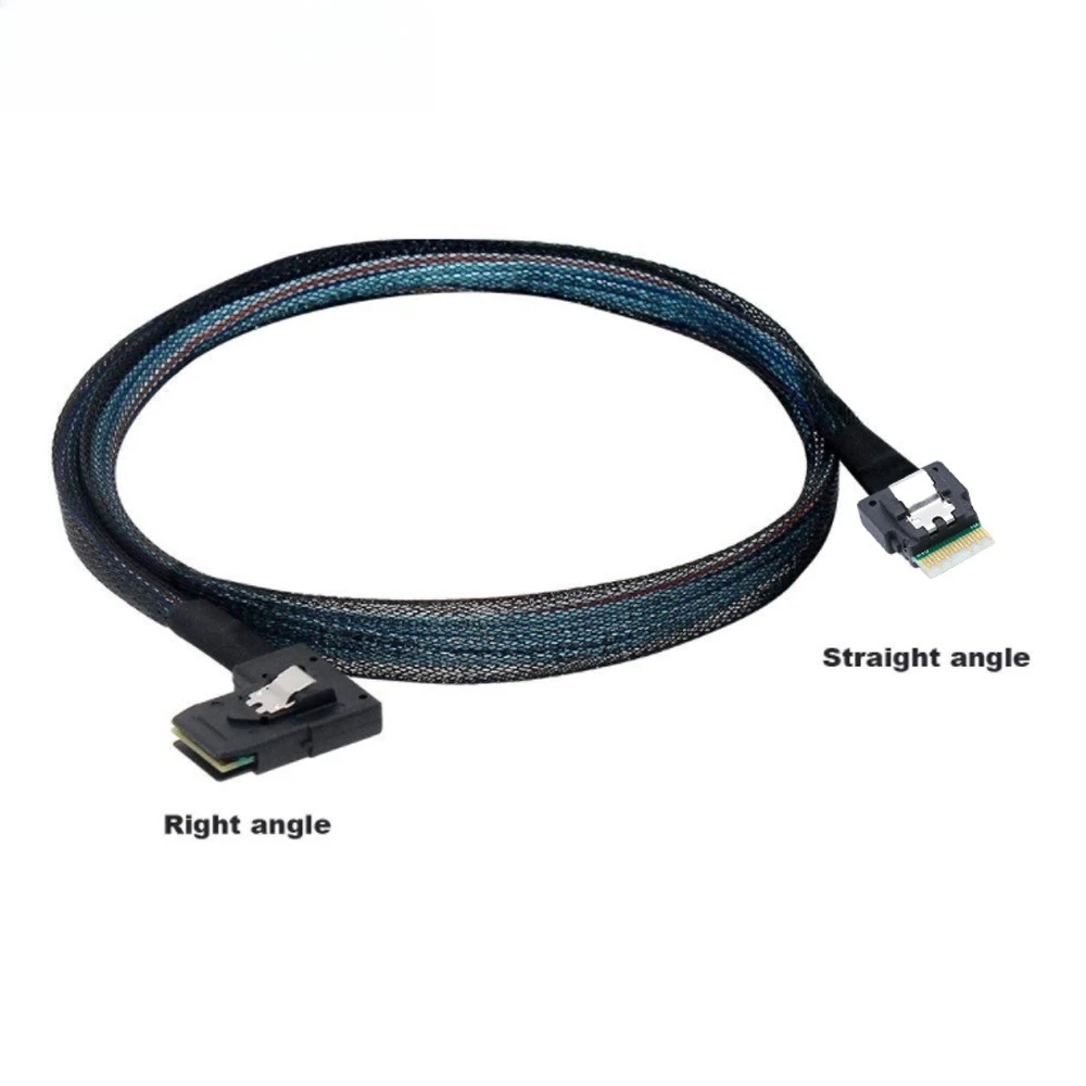 SlimSAS 4.0 SFF-8654 4i to SAS SFF-8087 right-bend server high-speed cable