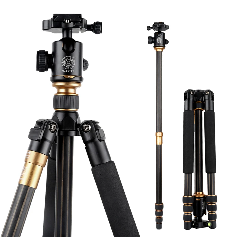 Q999C Portable Detachable Changeable Traveling carbon fibre Tripod Monopod Ball Head for SLR Camera DSLR Camcorder