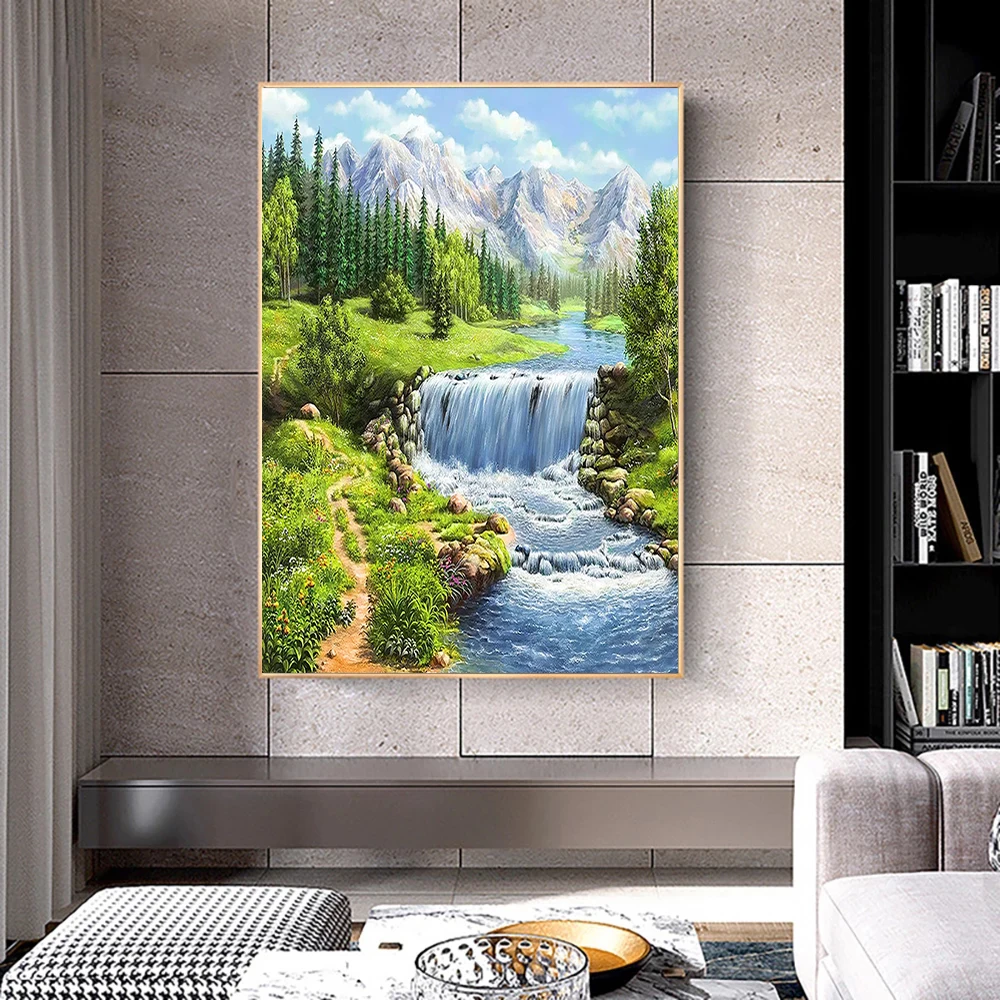 Full Round Square Diamond Painting Landscape Forest Art Rhinestone Picture Mosaic DIY 5D Cross Stitch Embroidery Home Decoration