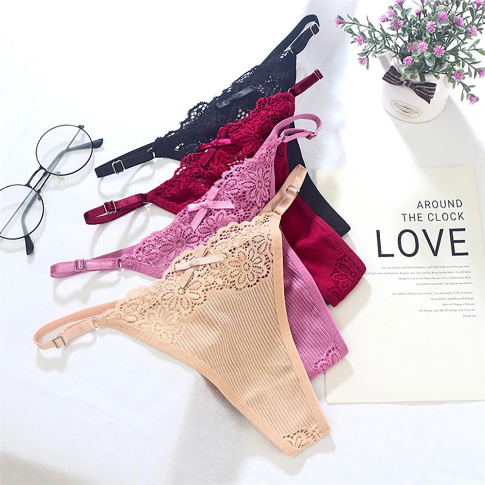 Hollow Breathable Low-waist Underwear Underpants Women Thong Sexy Briefs Lace Panties G-String