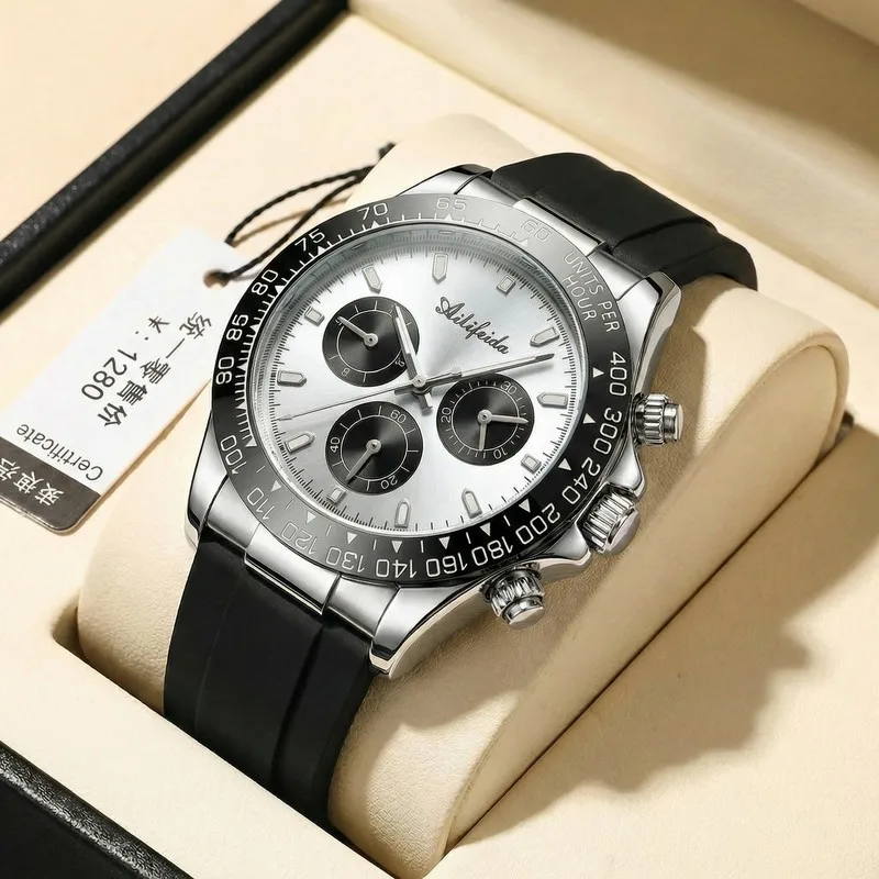 Men's Quartz Watch Silver Dial Waterproof Luminous Fashion Wristwatch for Men Casual Business Dress Watch