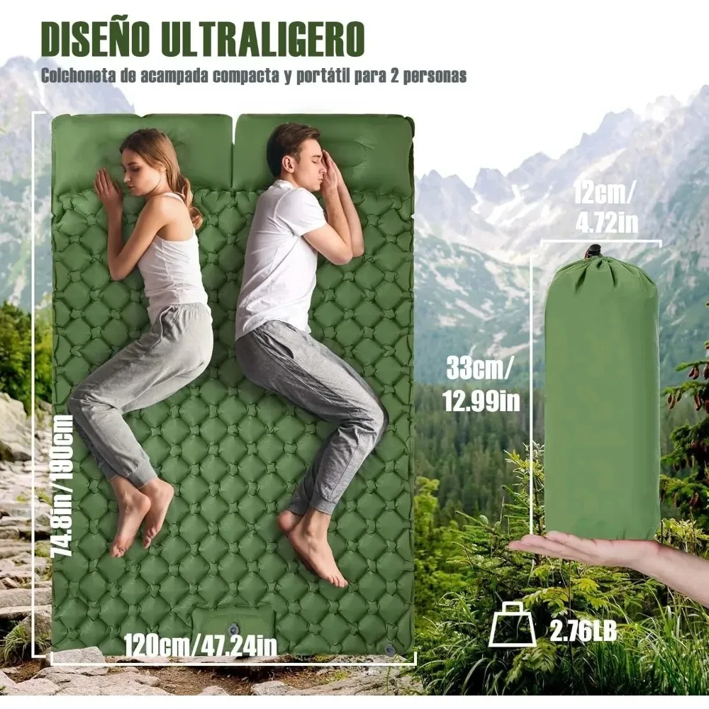 Self Inflating Camping Sleep Pad Foot Pump Air Mattress TPU with Pillow Portable Durable Outdoor Tent Sleeping Mat