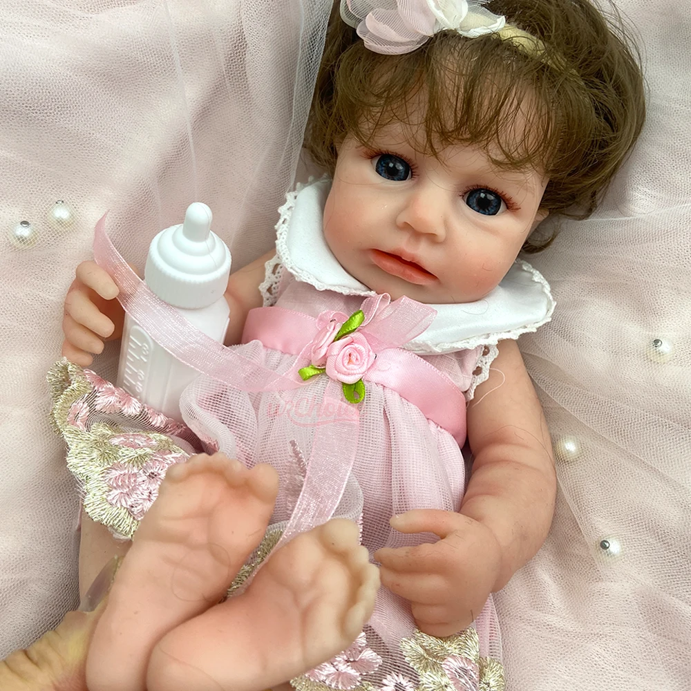 Bambola Reborn LouLou da 12 Pollici con Bocca Aperta, in Silicone Solido, con Capelli Infoltiti, Corpo Intero in Silicone, Regalo di Natale