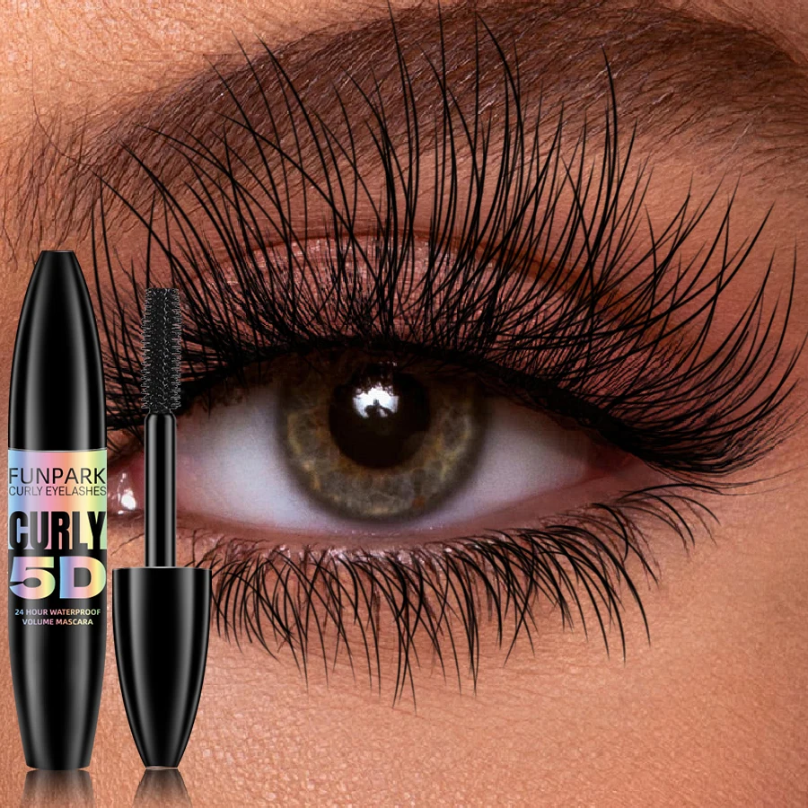 Black 5D Mascara Thickening ,Lengthening Curling Waterproof Long Lasting Liquid Fiber Mascara Makeup Lash Eyelash Extension Beau