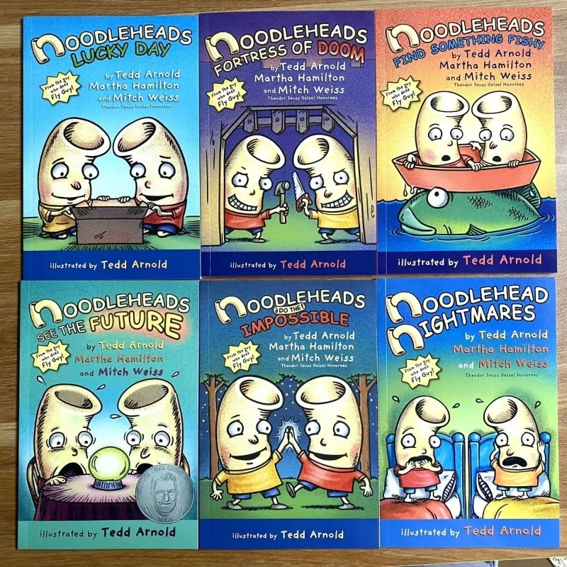 6 Books/set Noodleheads Series Original English Hilarious Manga, Silly Noodle Boy Storybook