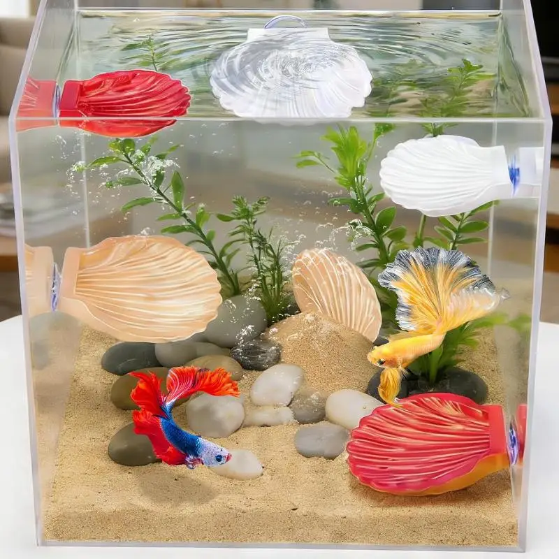 Betta Fish Shell Spawning Rest Platform With Suction Cup Smooth Surface Aquarium Landscape Decoration