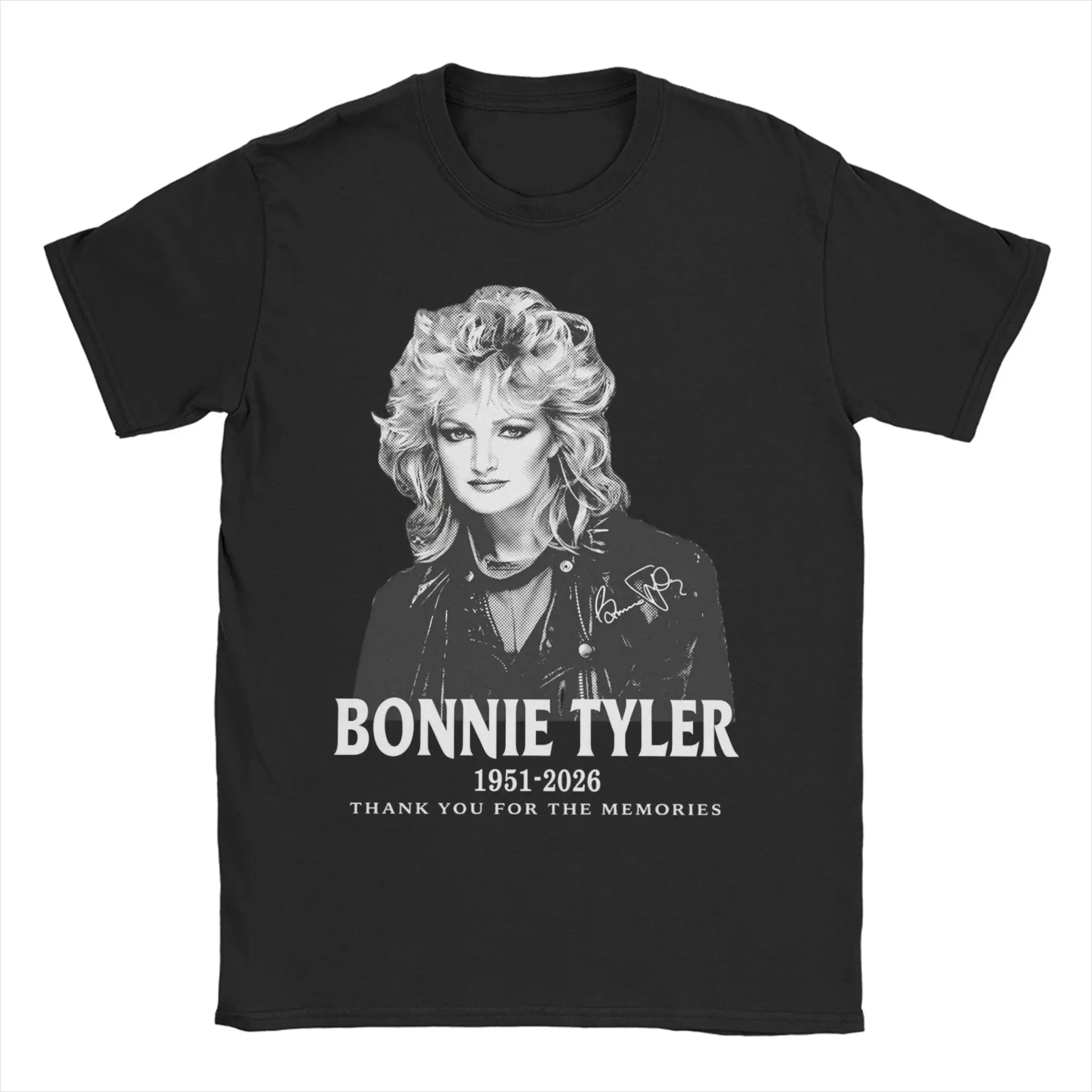 Men T-Shirt Bonnie Tyler Thank You for the Memories 1951 2026 Tribute  Cotton Tee Shirt Short Sleeve  T Shirts Crew Neck Clothes