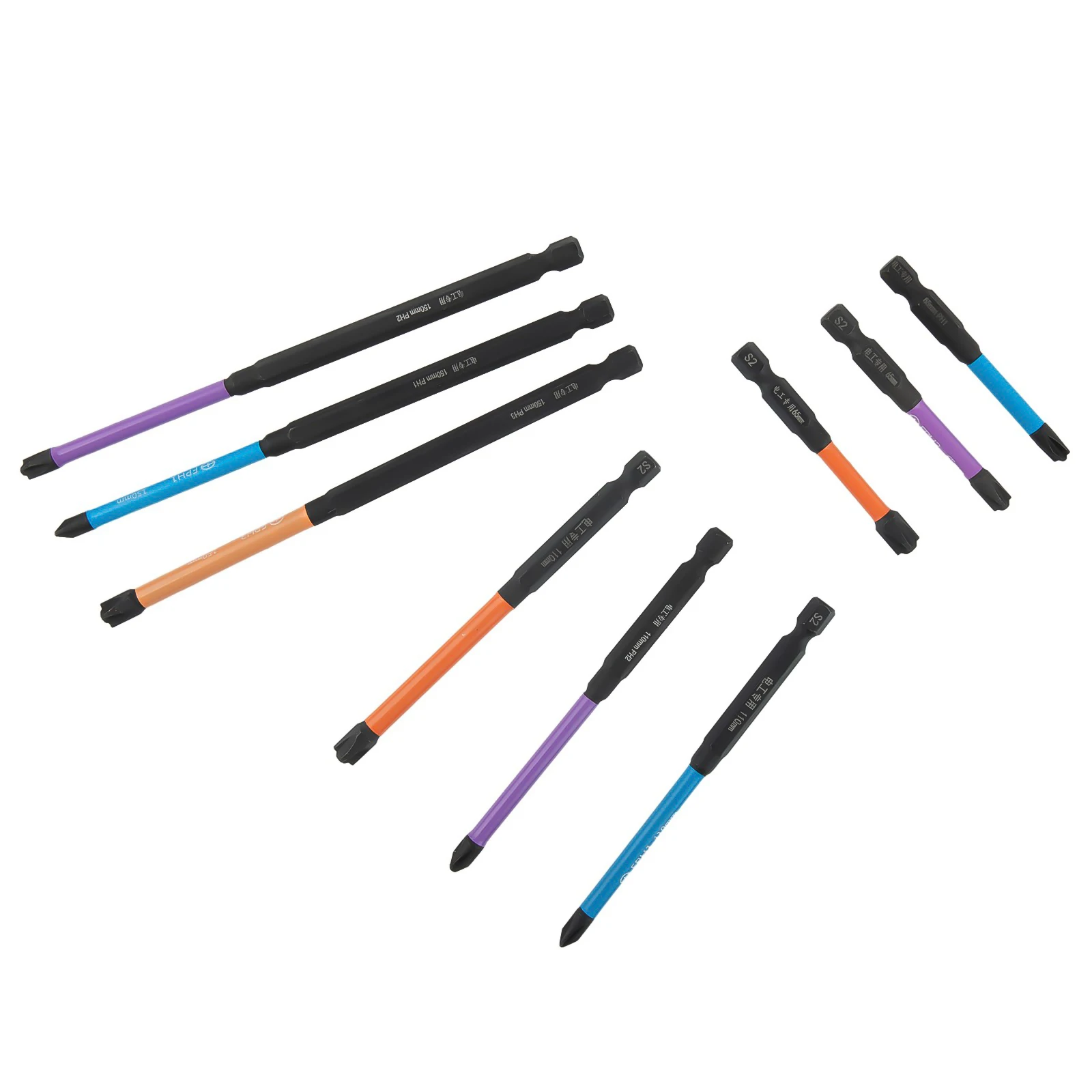9pcs Alloy Steel Slotted For Cross Screwdriver Set FPH1 FPH2 FPH3 65mm To 150mm Magnetic Black For Electrician Hand Tools