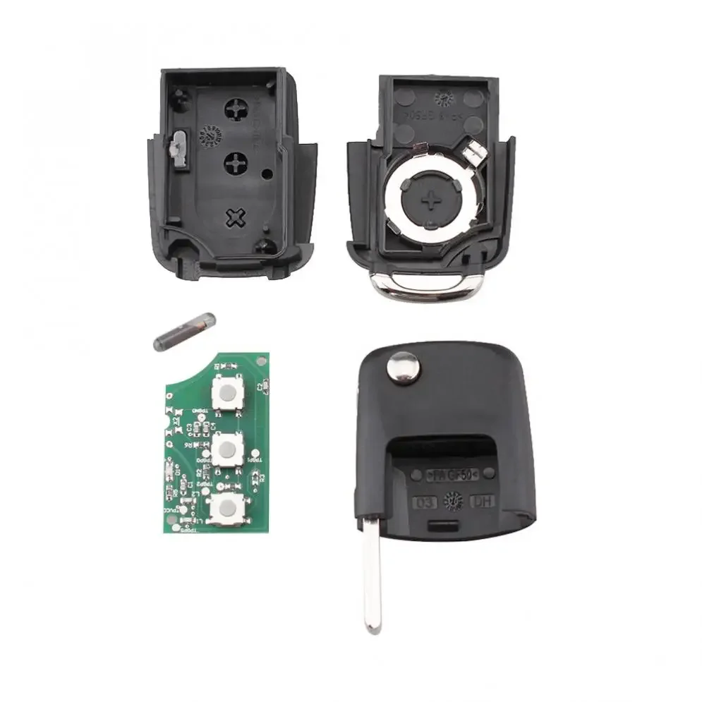 434MHz 3 Buttons Keyless Uncut Flip Remote Key Fob with ID48 Chip 1J0959753DA Fit for Beetle/VW/Skoda/Passat/Bora1998-2010