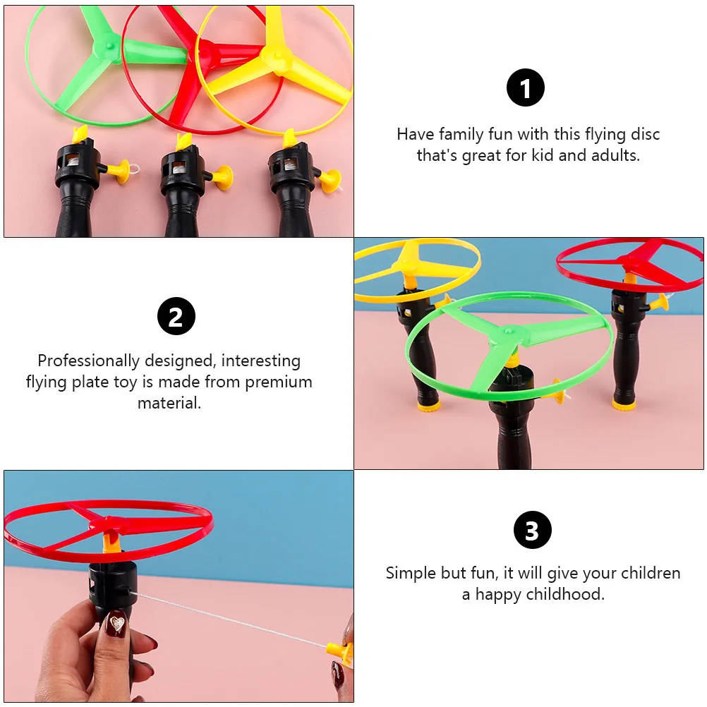 

6Pcs Flying Disc Pull String Fun Outdoor Game Kids Flying Saucer Child Plaything Entertainment Activity Child Outdoor Toy